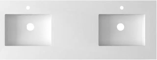 Alt view image 2 of 6 - VIVA Stone 60" Double Sink Matte White - Solid Surface Countertop