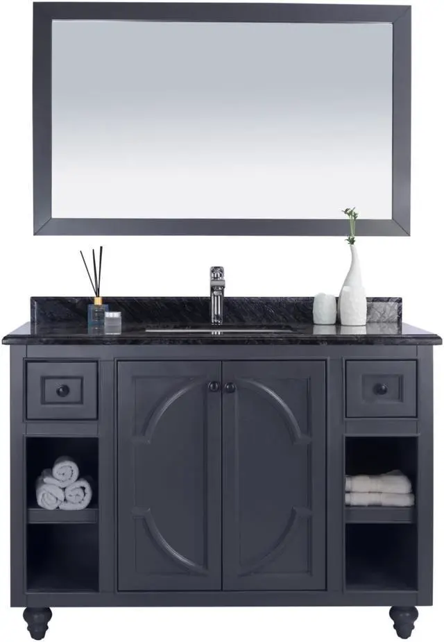 Main image of Odyssey - 48 - Maple Grey Cabinet + Black Wood Marble Countertop