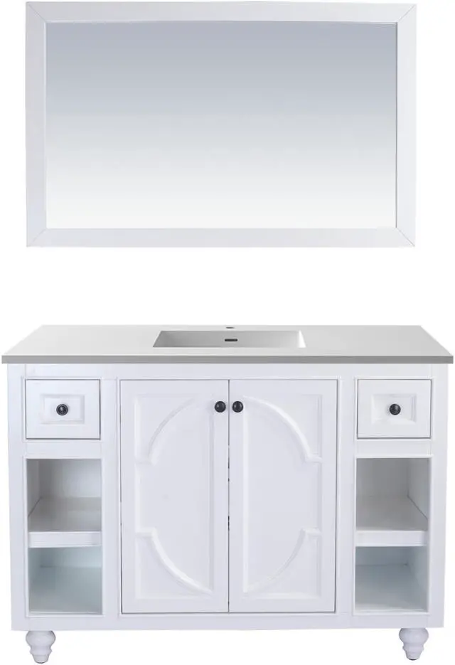 Main image of Odyssey - 48 - White Cabinet + Matte White VIVA Stone Solid Surface Countertop