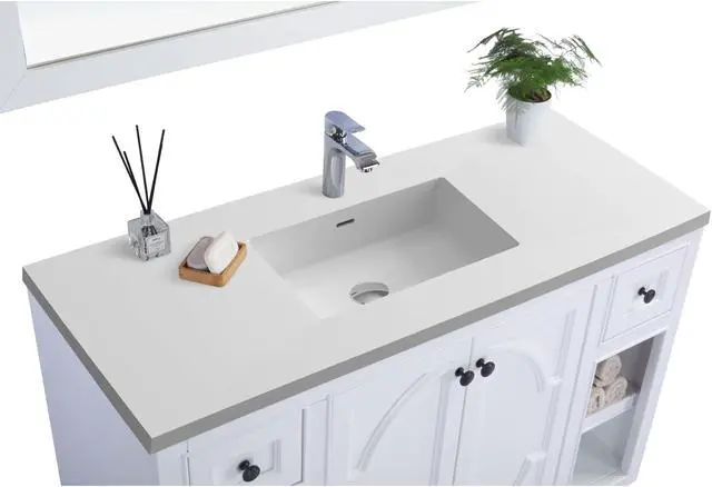 Alt view image 2 of 10 - Odyssey - 48 - White Cabinet + Matte White VIVA Stone Solid Surface Countertop