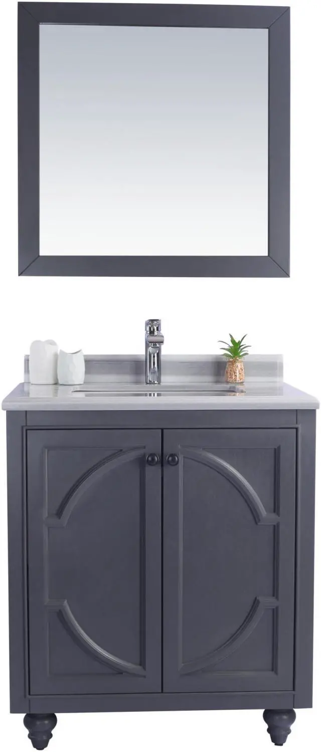 Main image of Odyssey - 30 - Maple Grey Cabinet + White Stripes Marble Countertop