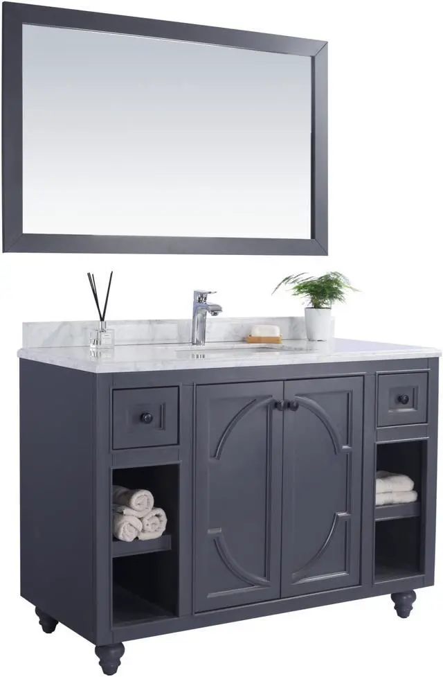 Alt view image 2 of 10 - Odyssey - 48 - Maple Grey Cabinet + White Carrara Marble Countertop
