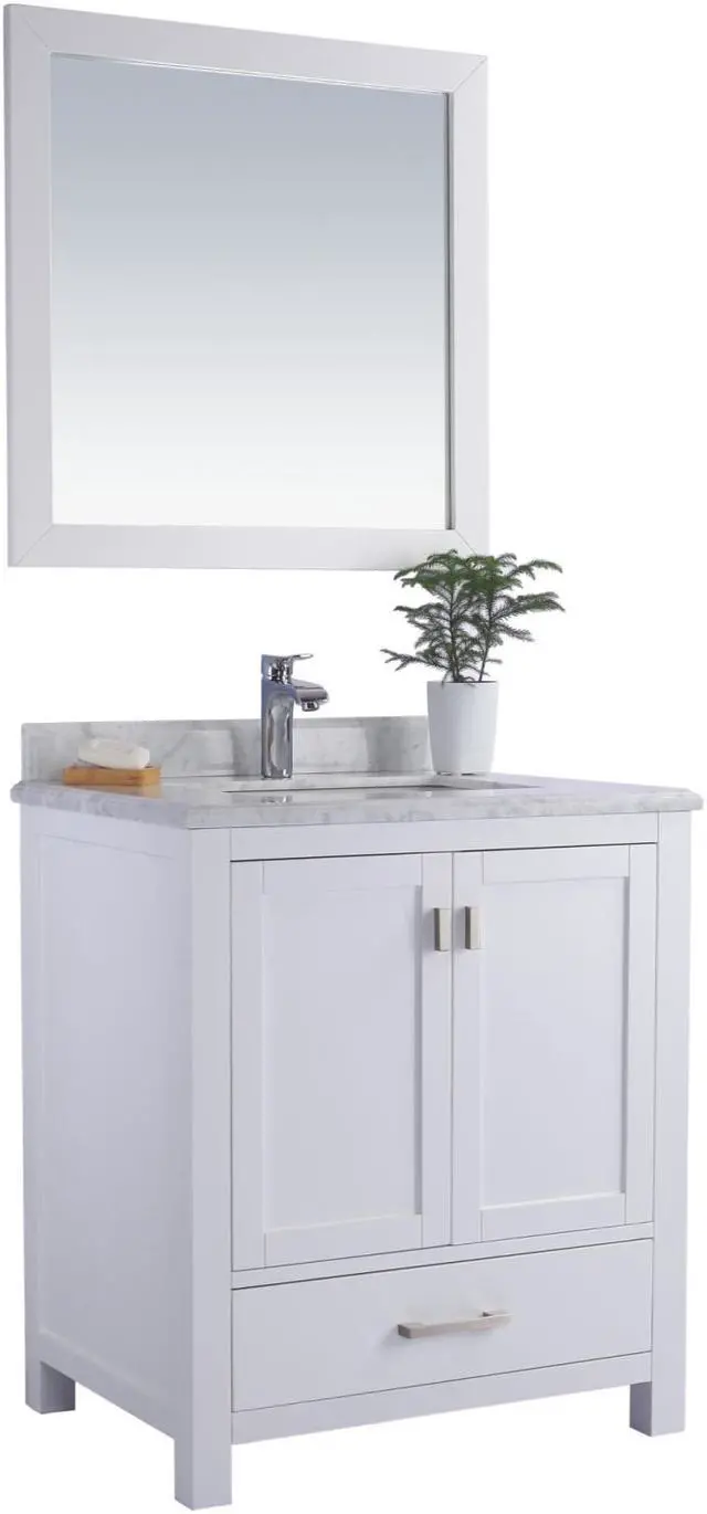 Alt view image 2 of 10 - Wilson 30 - White Cabinet + White Carrara Marble Countertop