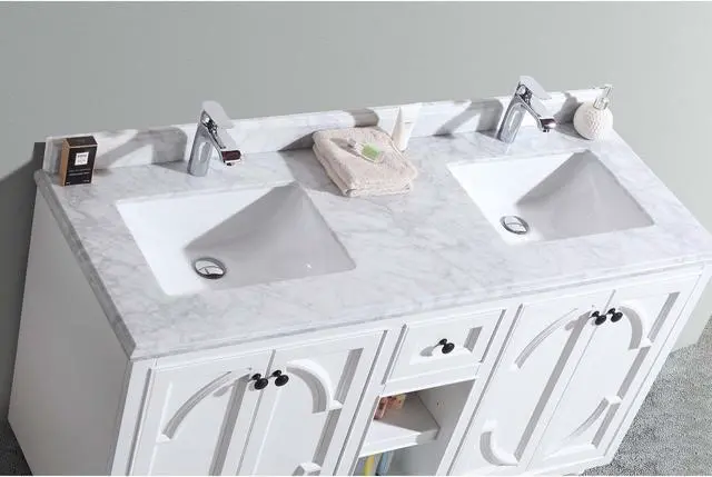 Alt view image 3 of 9 - Odyssey - 60 - White Cabinet + White Carrara Marble Countertop