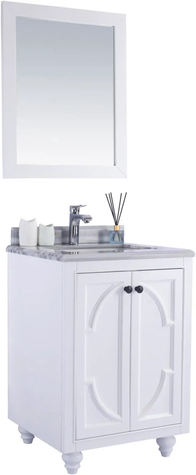 Main image of Odyssey - 24 - White Cabinet + White Stripes Marble Countertop