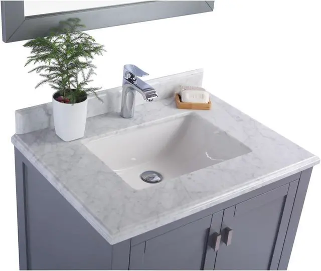 Alt view image 3 of 10 - Wilson 30 - Grey Cabinet + White Carrara Marble Countertop