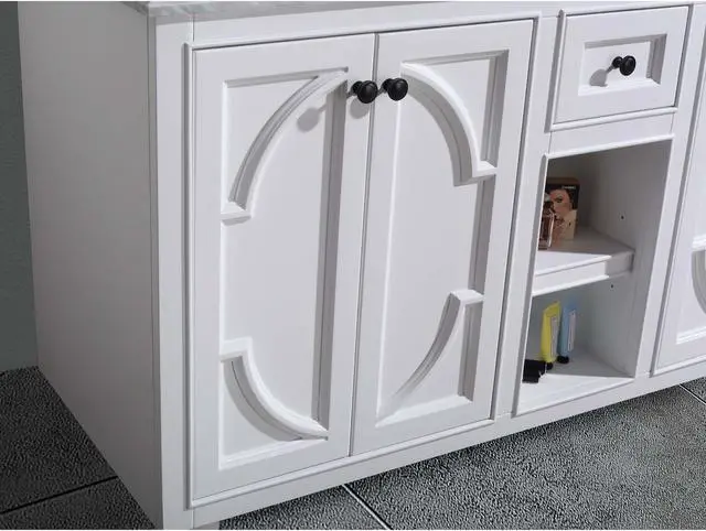 Alt view image 3 of 8 - Odyssey - 60 - White Cabinet + Matte White VIVA Stone Solid Surface Countertop