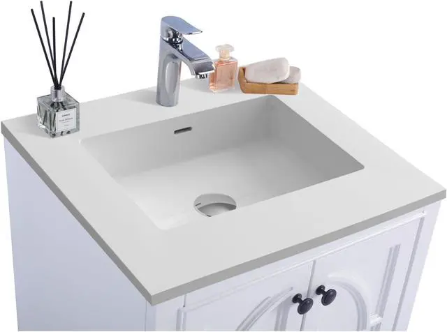Alt view image 2 of 11 - Odyssey - 24 - White Cabinet + Matte White VIVA Stone Solid Surface Countertop