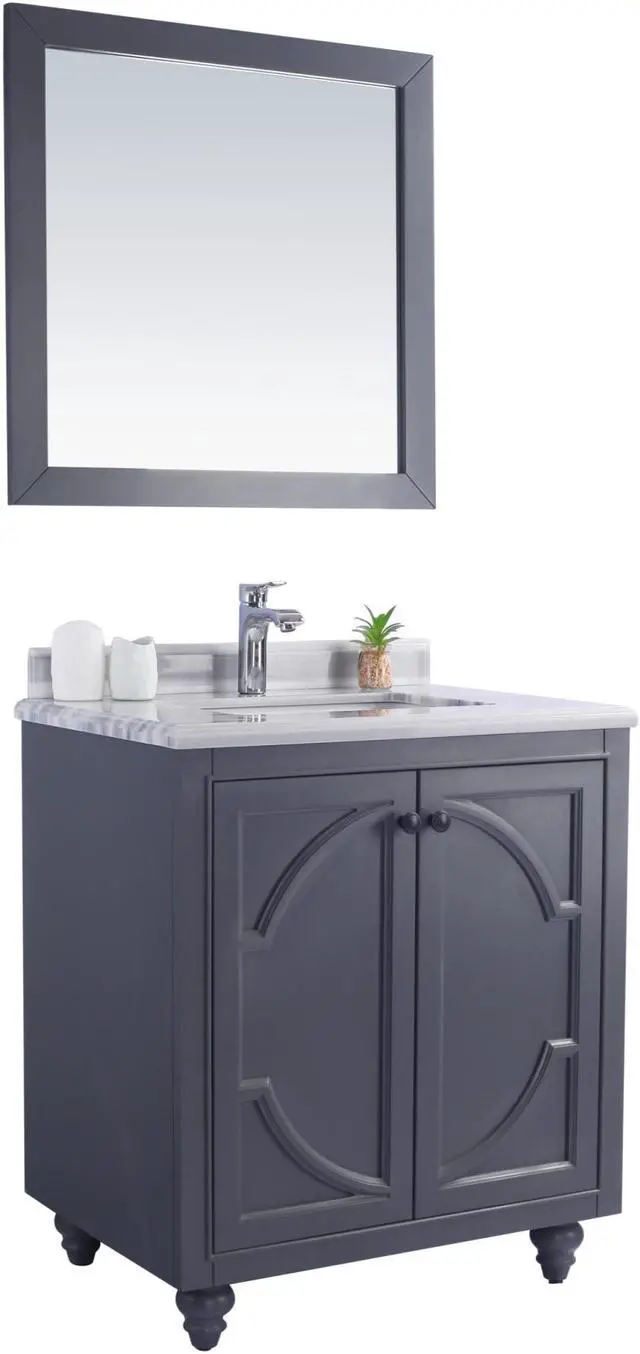 Alt view image 2 of 10 - Odyssey - 30 - Maple Grey Cabinet + White Stripes Marble Countertop