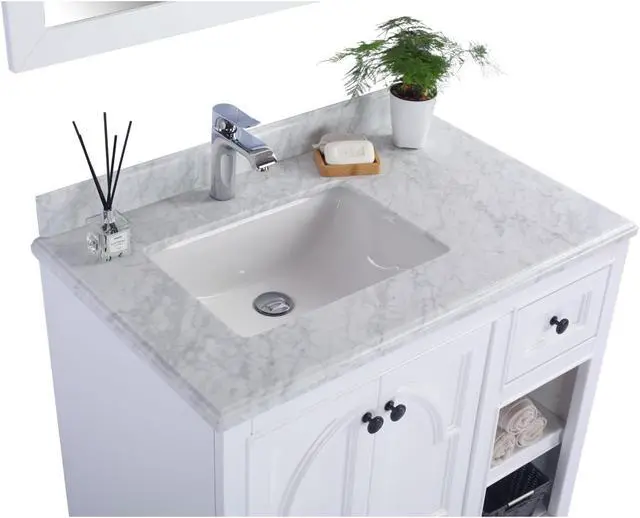 Alt view image 3 of 10 - Odyssey - 36 - White Cabinet + White Carrara Marble Countertop