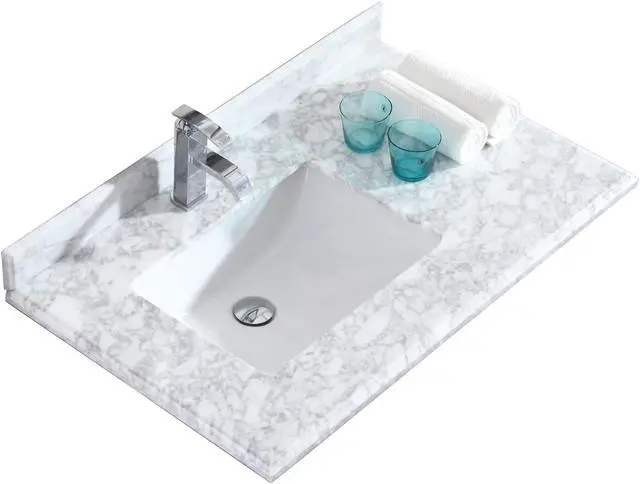 Main image of Odyssey - 36 - White Carrara Marble Countertop with Rectangular Sink