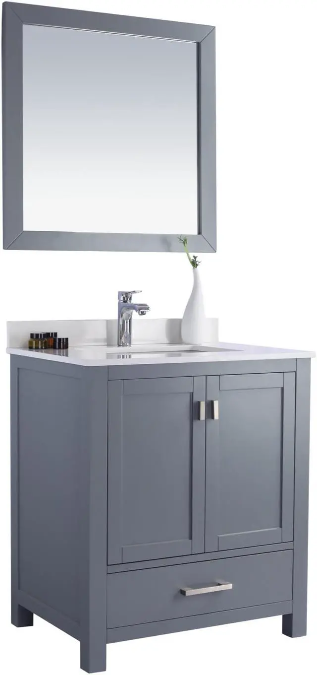 Alt view image 2 of 10 - Wilson 30 - Grey Cabinet + White Quartz Countertop