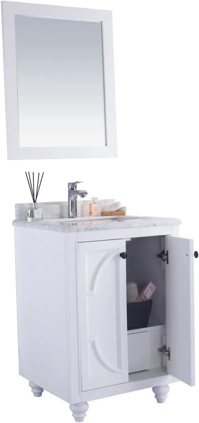 Alt view image 3 of 10 - Odyssey - 24 - White Cabinet + White Carrara Marble Countertop