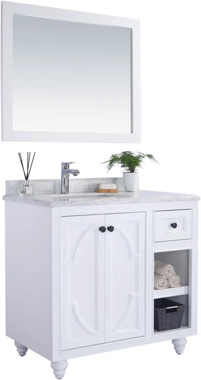 Alt view image 2 of 10 - Odyssey - 36 - White Cabinet + White Carrara Marble Countertop