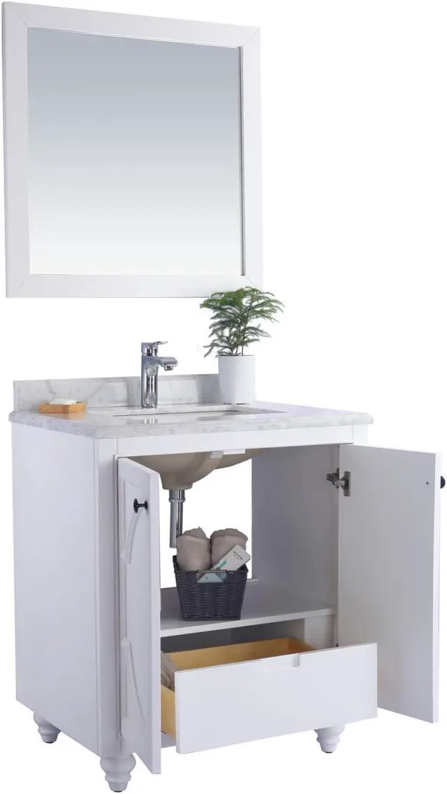 Alt view image 3 of 10 - Odyssey - 30 - White Cabinet + White Carrara Marble Countertop
