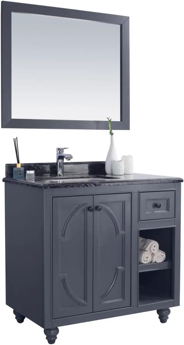 Alt view image 2 of 10 - Odyssey - 36 - Maple Grey Cabinet + Black Wood Marble Countertop
