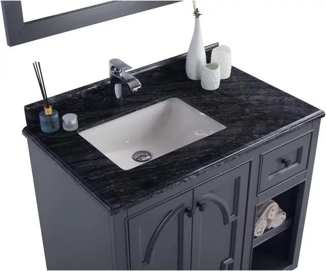 Alt view image 3 of 10 - Odyssey - 36 - Maple Grey Cabinet + Black Wood Marble Countertop