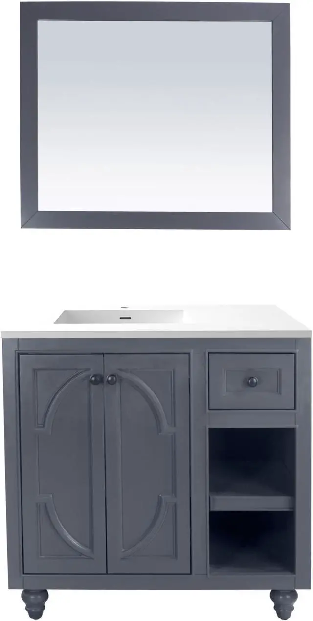 Main image of Odyssey - 36 - Maple Grey Cabinet + Matte White VIVA Stone Solid Surface Countertop