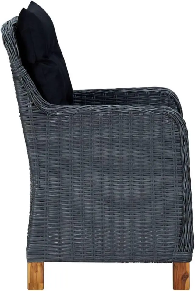 Alt view image 6 of 13 - vidaXL 3 Piece Garden Lounge Set with Cushions Poly Rattan Dark Gray
