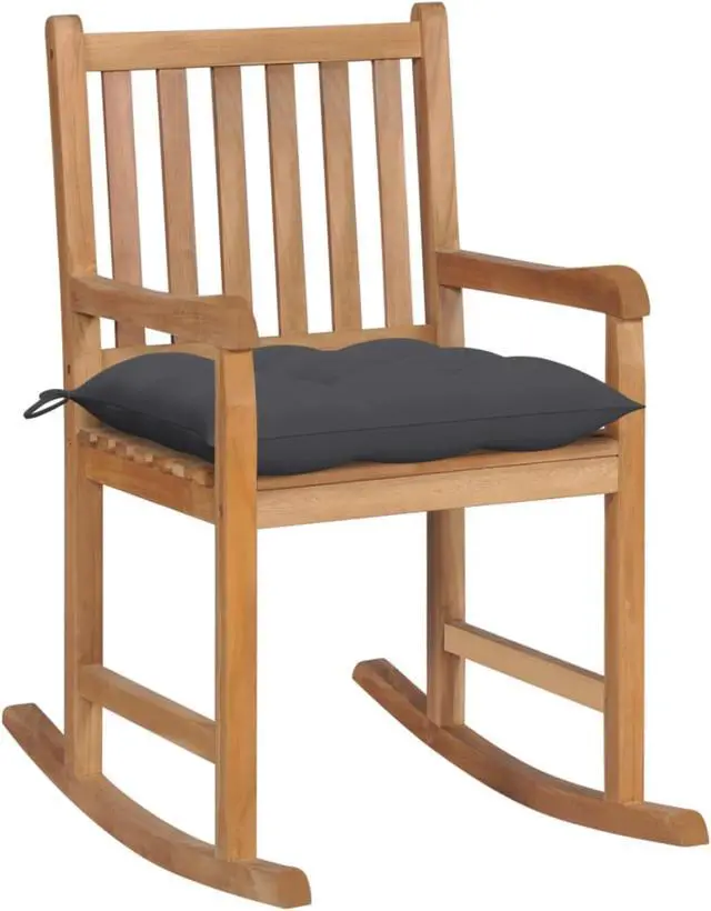Main image of vidaXL Rocking Chair with Anthracite Cushion Solid Teak Wood