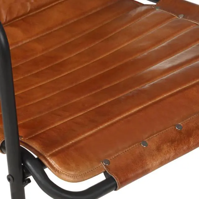 Alt view image 11 of 13 - vidaXL Armchair Accent Relaxing Armchair with a Footrest Brown Real Leather