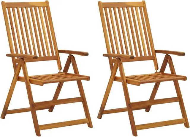 Alt view image 8 of 13 - vidaXL Outdoor Recliner Chairs 2 Pcs Patio Reclining Chair Solid Wood Acacia