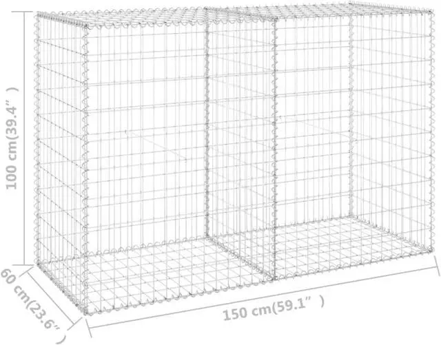 Alt view image 6 of 18 - vidaXL Gabion Wall with Covers Galvanized Steel 59.1" Gabion Basket Cage Fence