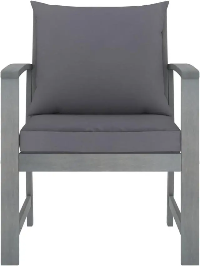 Alt view image 8 of 13 - vidaXL Patio Chairs 2 Pcs Dining Chair with Dark Gray Cushions Solid Wood Acacia