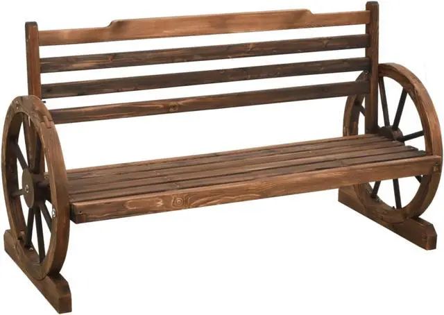 Main image of vidaXL Wheel Bench Garden Wooden Wheel Bench with Backrest Solid Wood Fir