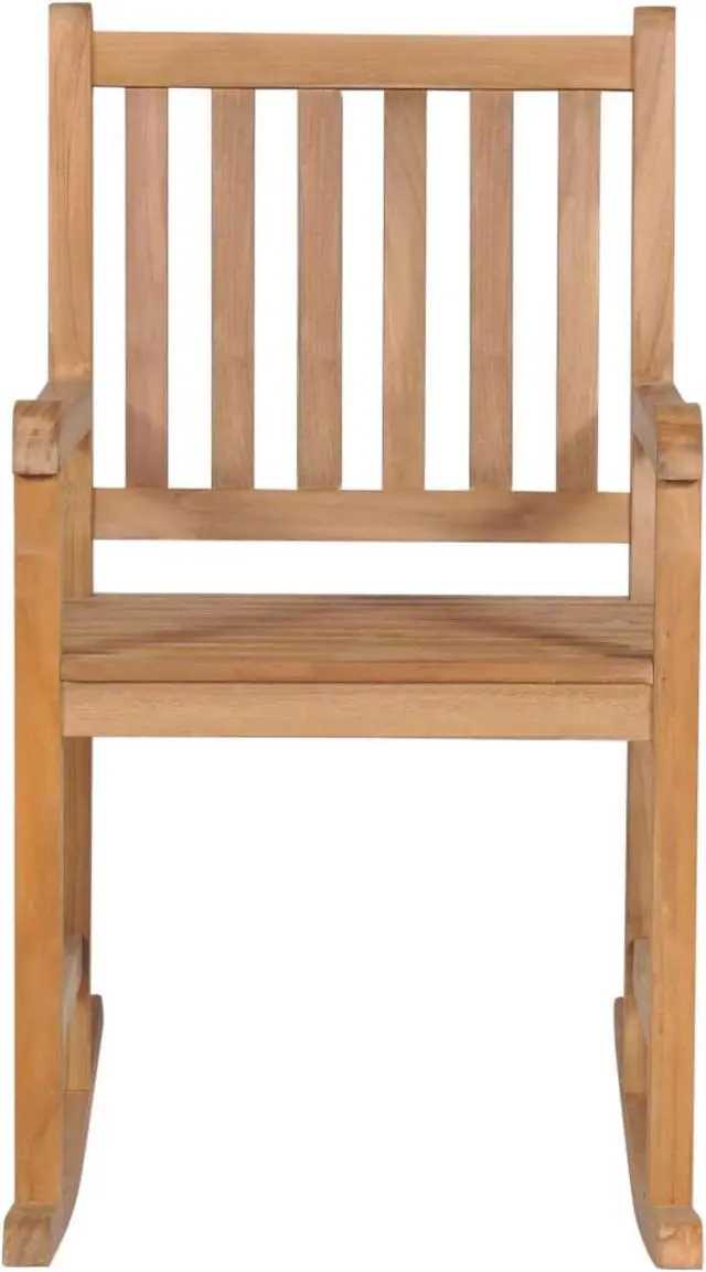 Alt view image 3 of 12 - vidaXL Rocking Chair with Green Cushion Solid Teak Wood