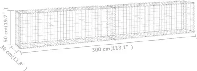 Alt view image 6 of 13 - vidaXL Gabion Wall with Covers Galvanized Steel 118.1"x11.8"x19.7"