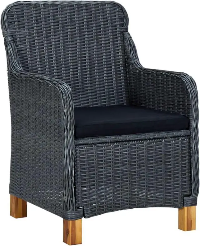 Alt view image 3 of 13 - vidaXL 3 Piece Garden Lounge Set with Cushions Poly Rattan Dark Gray