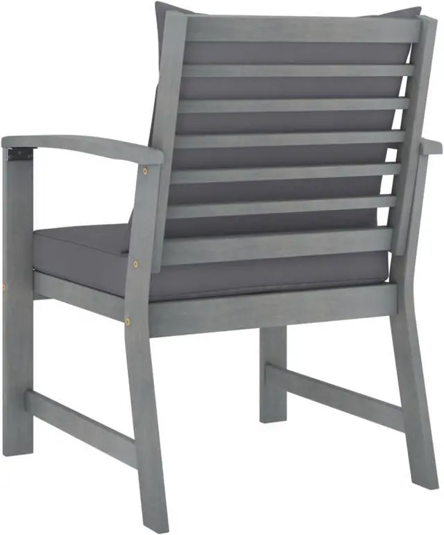 Alt view image 10 of 13 - vidaXL Patio Chairs 2 Pcs Dining Chair with Dark Gray Cushions Solid Wood Acacia