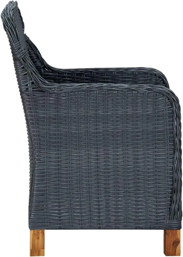 Alt view image 6 of 13 - vidaXL 3 Piece Garden Lounge Set with Cushions Poly Rattan Dark Gray