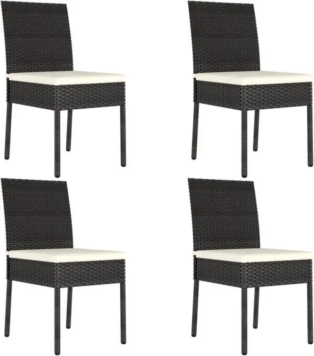 Alt view image 5 of 12 - vidaXL 5 Piece Garden Dining Set Poly Rattan Black