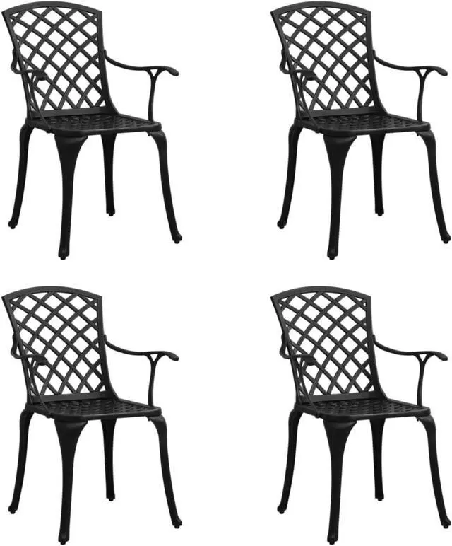 Alt view image 8 of 13 - vidaXL Patio Chairs 4 Pcs Patio Furniture for Garden Deck Cast Aluminum Black