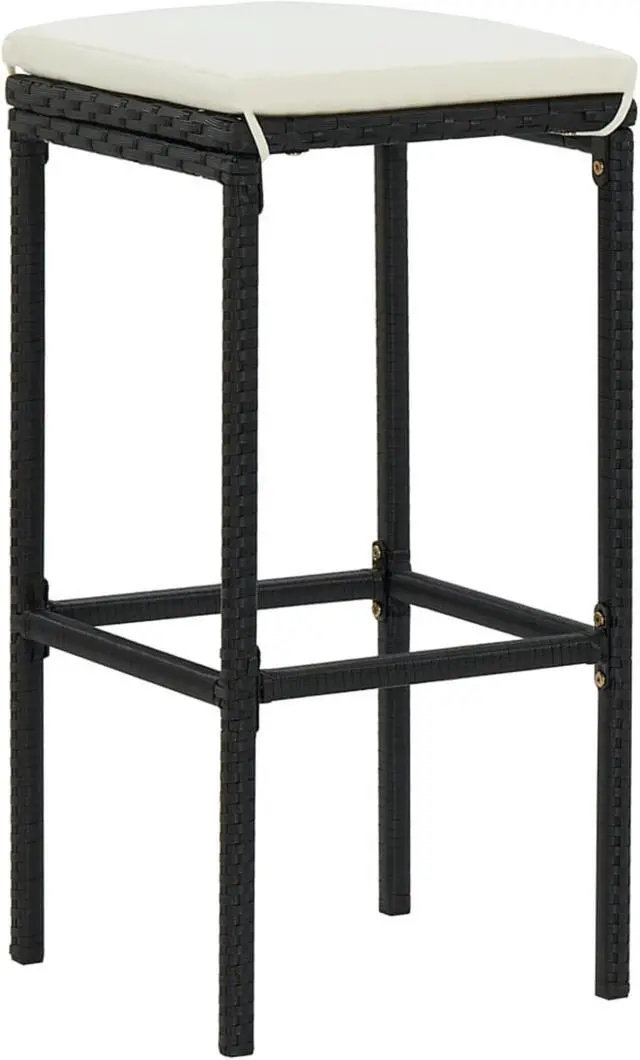 Alt view image 9 of 14 - vidaXL Bar Stools Counter Height Stool with Cushions 4 Pcs Black Poly Rattan