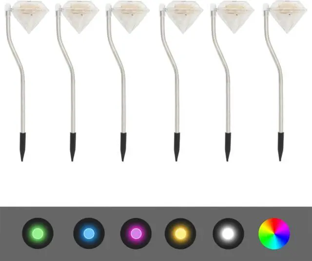 Alt view image 7 of 13 - vidaXL Outdoor Pathway Light LED Solar Walkway Light with Ground Spike 6 pcs