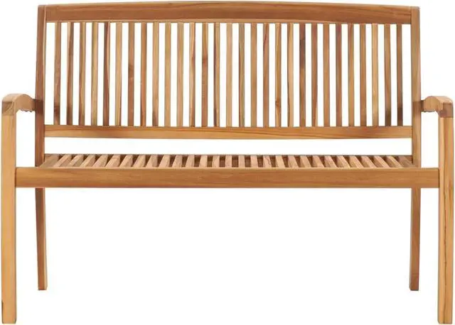 Alt view image 2 of 6 - vidaXL 2-Seater Stacking Garden Bench 47.2" Solid Teak Wood
