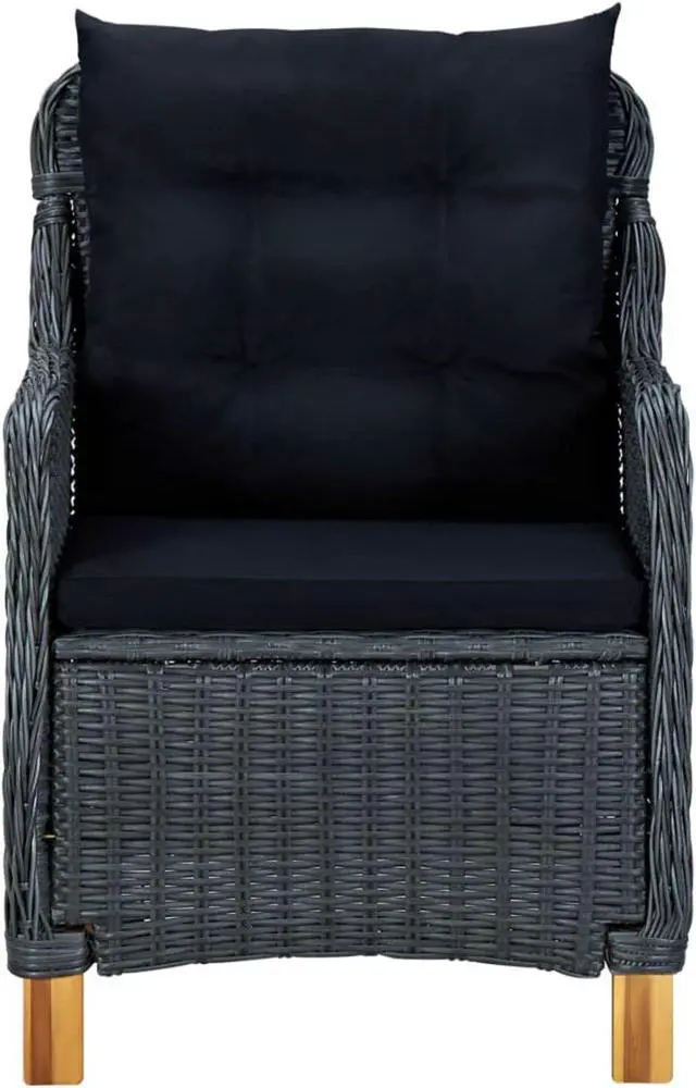 Alt view image 4 of 13 - vidaXL 3 Piece Garden Lounge Set with Cushions Poly Rattan Dark Gray