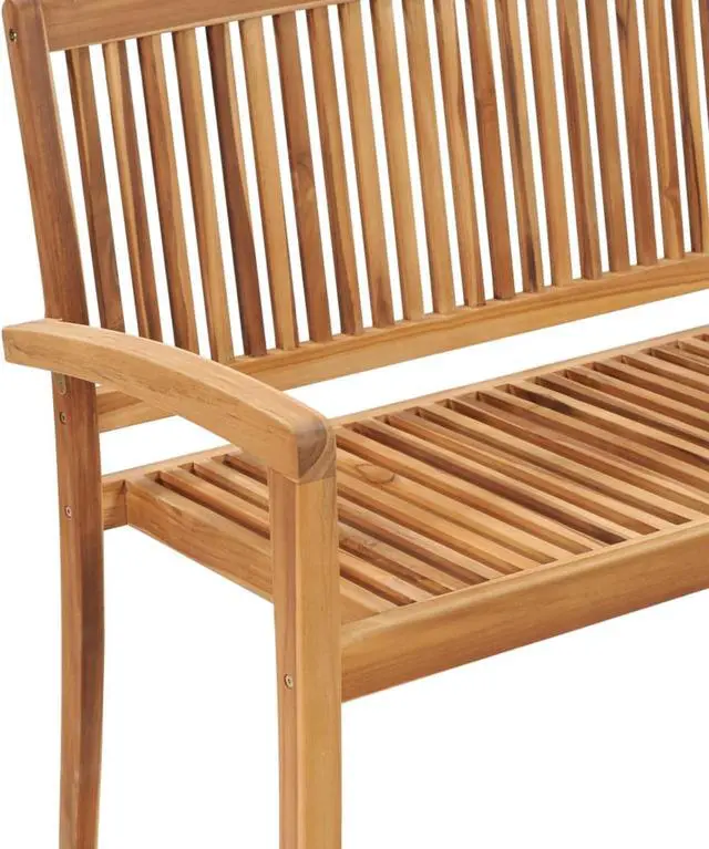 Alt view image 5 of 6 - vidaXL 2-Seater Stacking Garden Bench 47.2" Solid Teak Wood