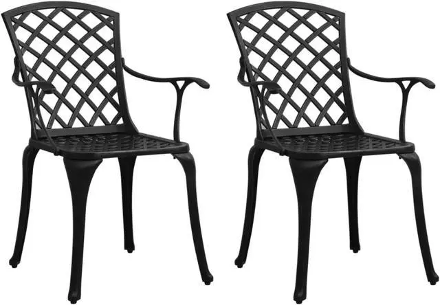Alt view image 8 of 20 - vidaXL Patio Chairs 2 Pcs Patio Furniture for Garden Deck Cast Aluminum Black