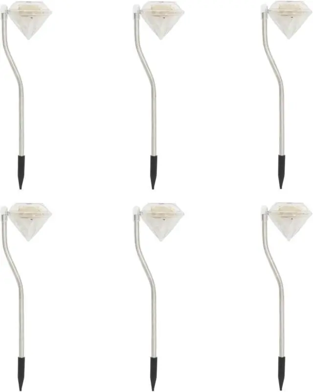Alt view image 8 of 13 - vidaXL Outdoor Pathway Light LED Solar Walkway Light with Ground Spike 6 pcs