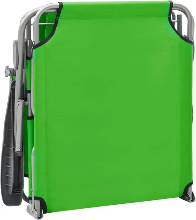 Alt view image 12 of 13 - vidaXL Folding Sun Lounger Sunbed Pool Lounge Chair with Canopy Steel Green