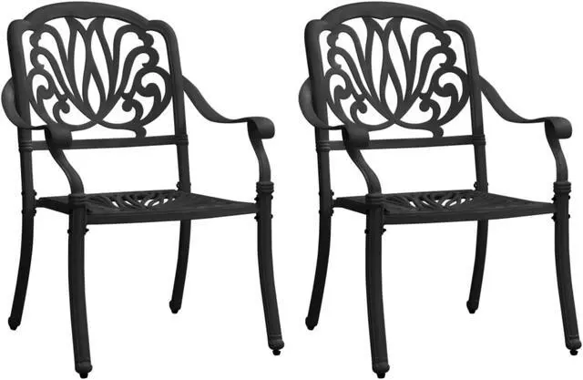 Alt view image 8 of 14 - vidaXL Patio Chairs 2 Pcs Patio Furniture for Garden Deck Cast Aluminum Black