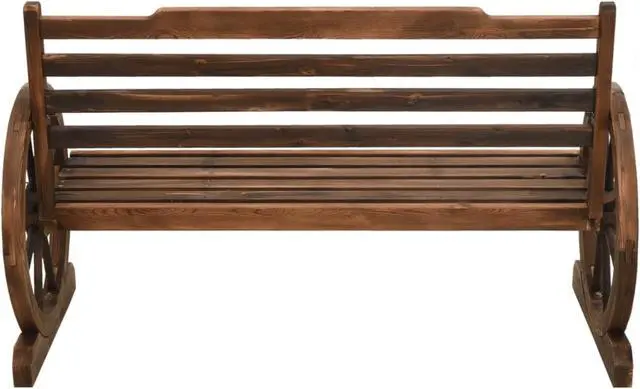 Alt view image 4 of 16 - vidaXL Wheel Bench Garden Wooden Wheel Bench with Backrest Solid Wood Fir