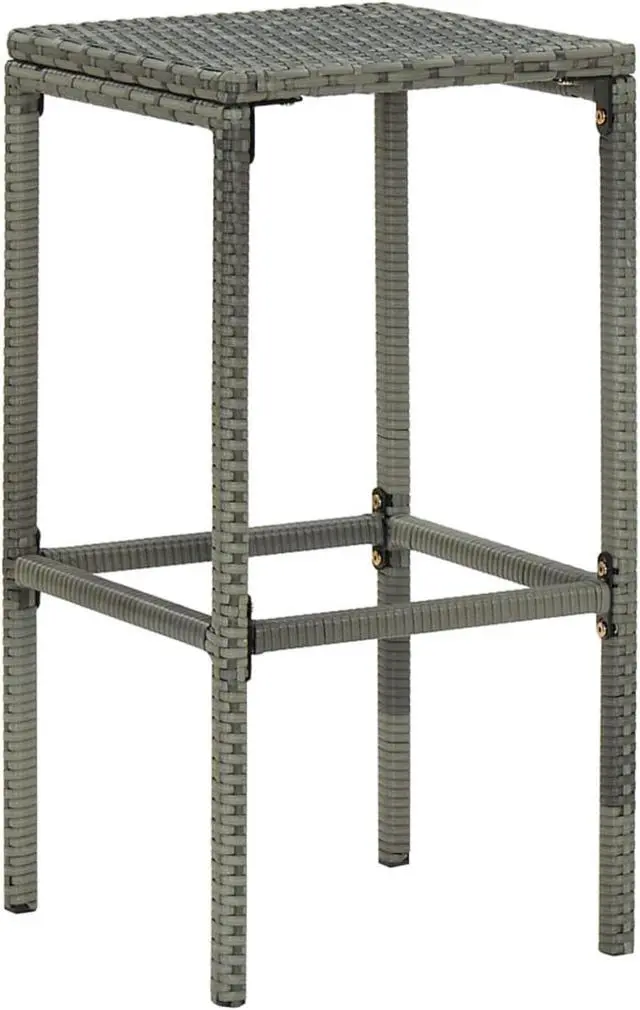 Alt view image 4 of 13 - vidaXL 3 Piece Garden Bar Set with Cushions Poly Rattan Gray