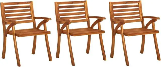 Alt view image 8 of 13 - vidaXL Patio Chairs 3 Pcs Patio Dining Chair with Armrest Solid Wood Acacia
