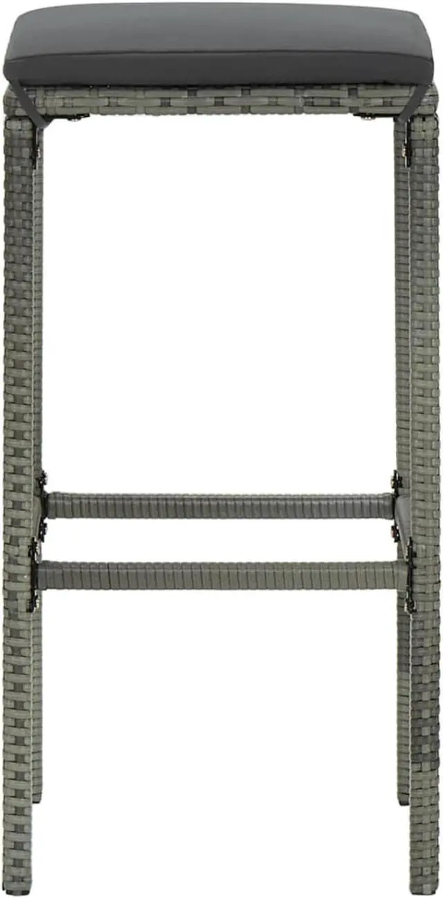 Alt view image 12 of 14 - vidaXL Bar Stools Counter Height Stool with Cushions 4 Pcs Gray Poly Rattan