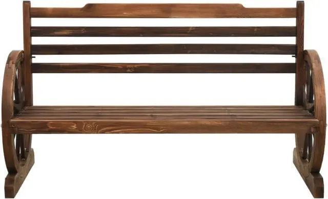 Alt view image 2 of 16 - vidaXL Wheel Bench Garden Wooden Wheel Bench with Backrest Solid Wood Fir